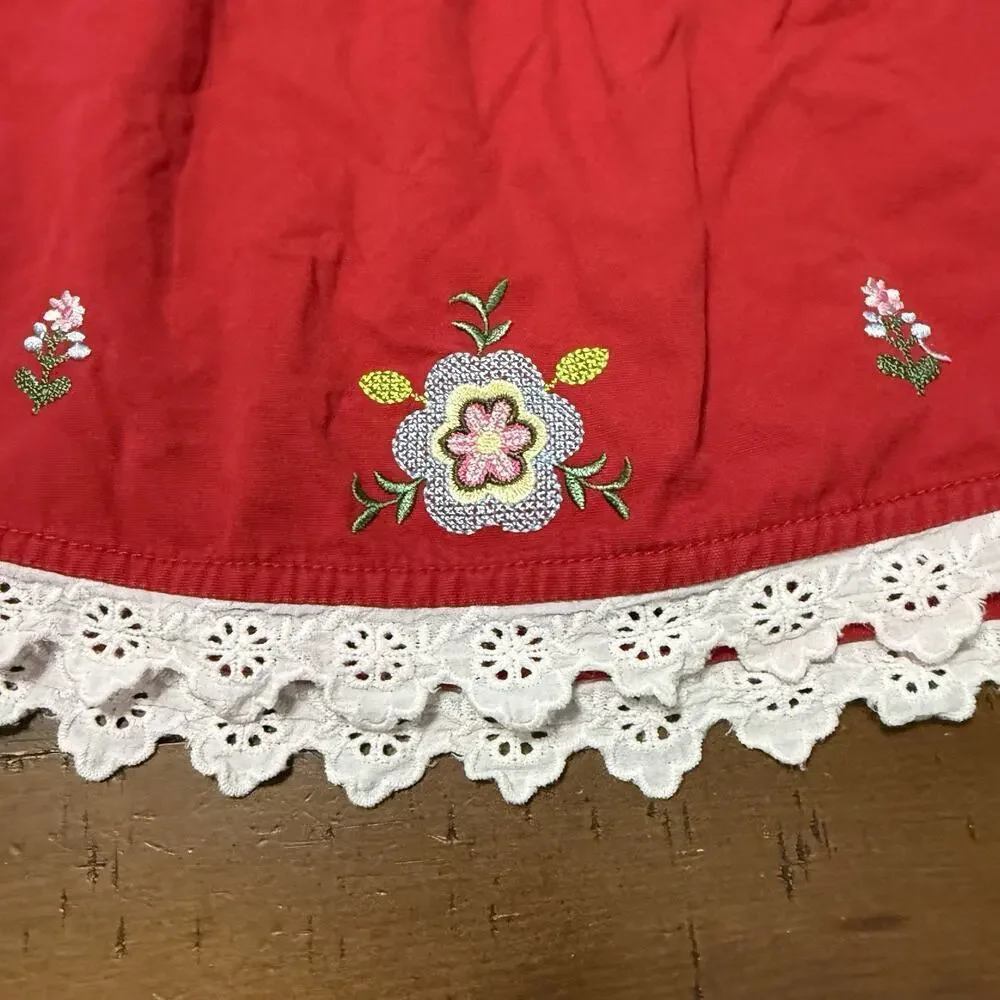 Hanna Andersson Red Embroidered Skirt Size 5